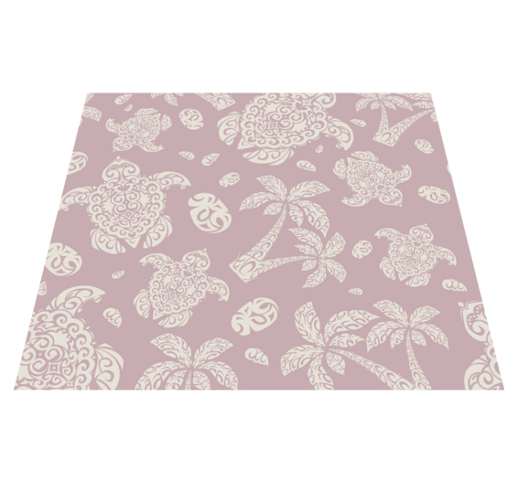 Tapis vinyle chambre motif tortue hawaïenne et palmiers - TenStickers