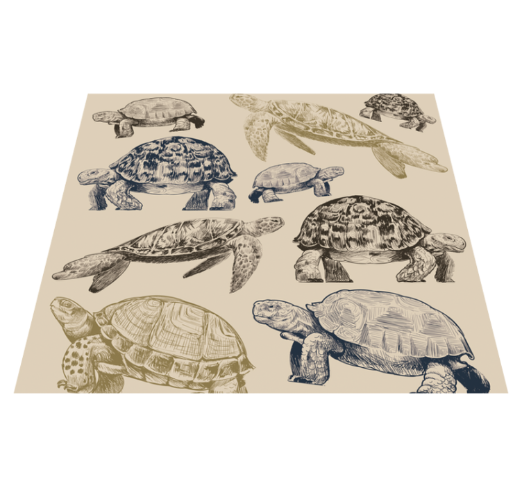 Tapis vinyle chambre tortues fond beige - TenStickers
