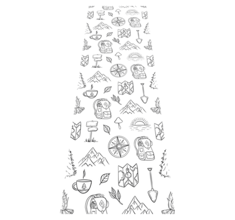 Tapis vinyle chambre boussole dessinée montagne - TenStickers