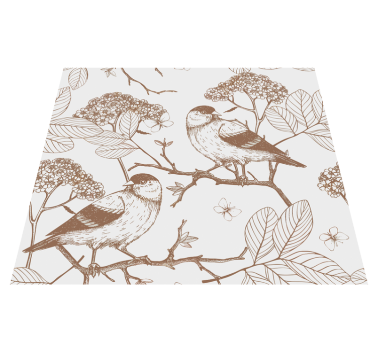 Tapis vinyle chambre oiseaux gris et marron - TenStickers