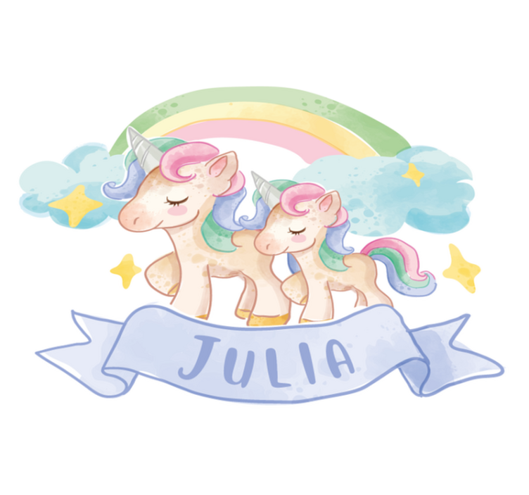 Tapis vinyle pour enfants licornes heureuses sur arc-en-ciel - TenStickers