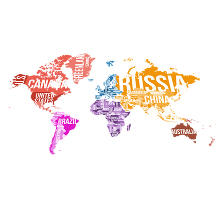 Tapis vinyle carte du monde avec noms et frontières - TenStickers