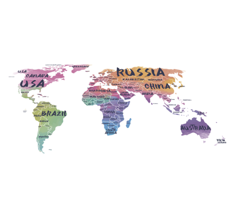 Tapis vinyle carte du monde autocollant lettres - TenStickers