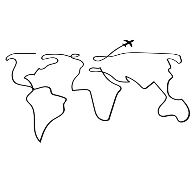 Tapis vinyle carte du monde avion - TenStickers