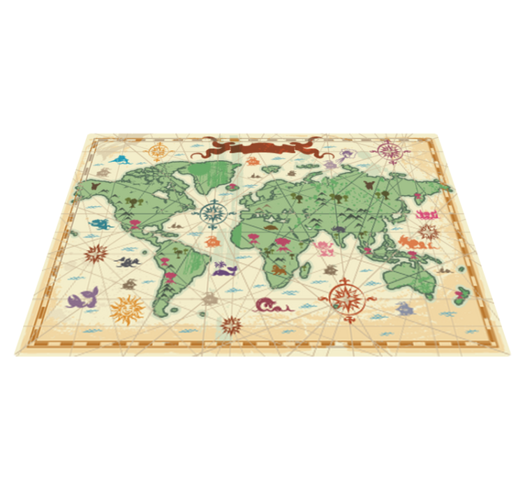 Tapis vinyle carte du monde classique pour enfants - TenStickers