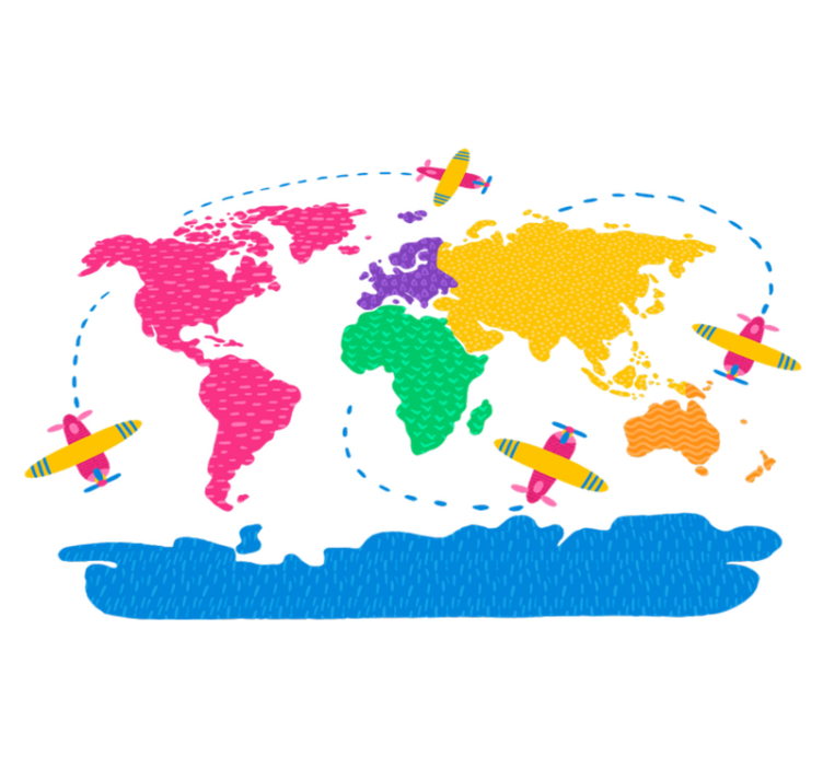 Tapis vinyle carte du monde voyages - TenStickers