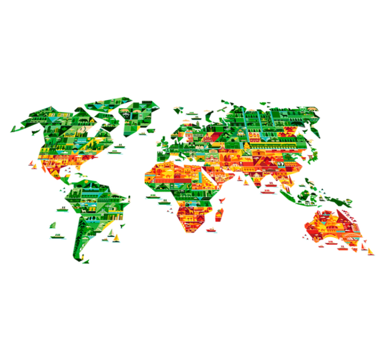 Tapis vinyle carte du monde géométrique décoratif - TenStickers