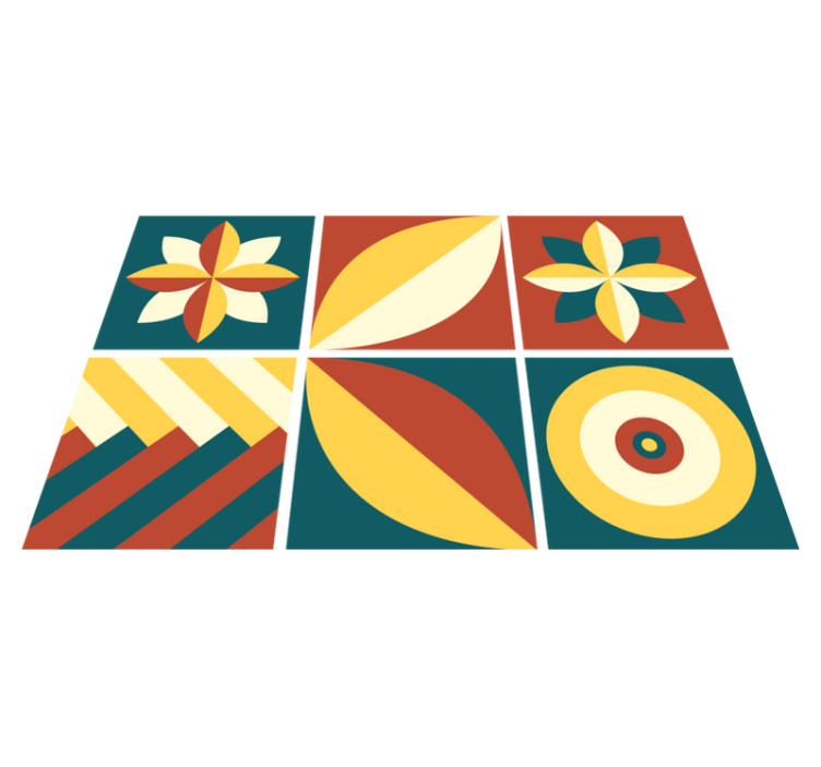 Tapis vinyle salle de bain motif vert et orange - TenStickers