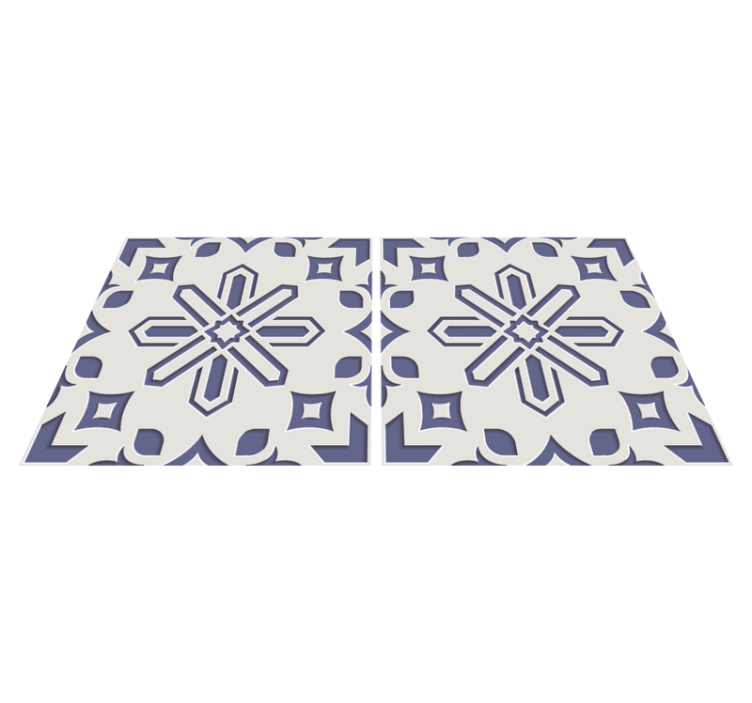 Tapis vinyle cuisine motifs carreaux ciment bleu blanc - TenStickers
