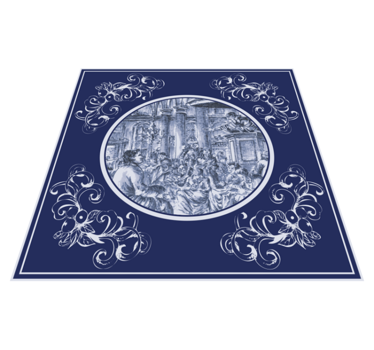 Tapis vinyle cuisine personnages bleus dans la foule - TenStickers