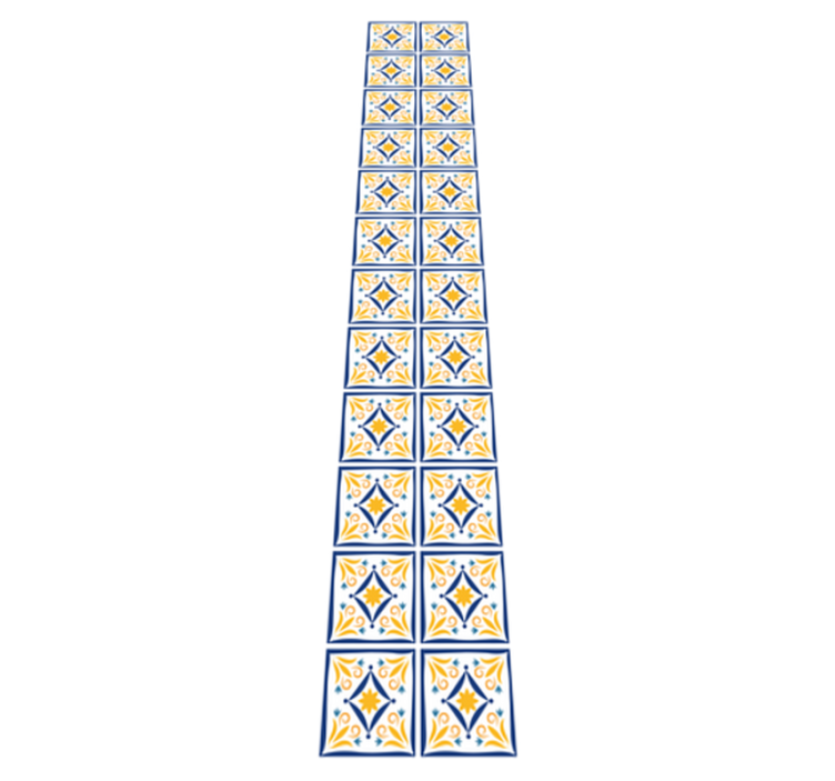 Tapis vinyle cuisine carreaux portugais bleus et jaunes - TenStickers