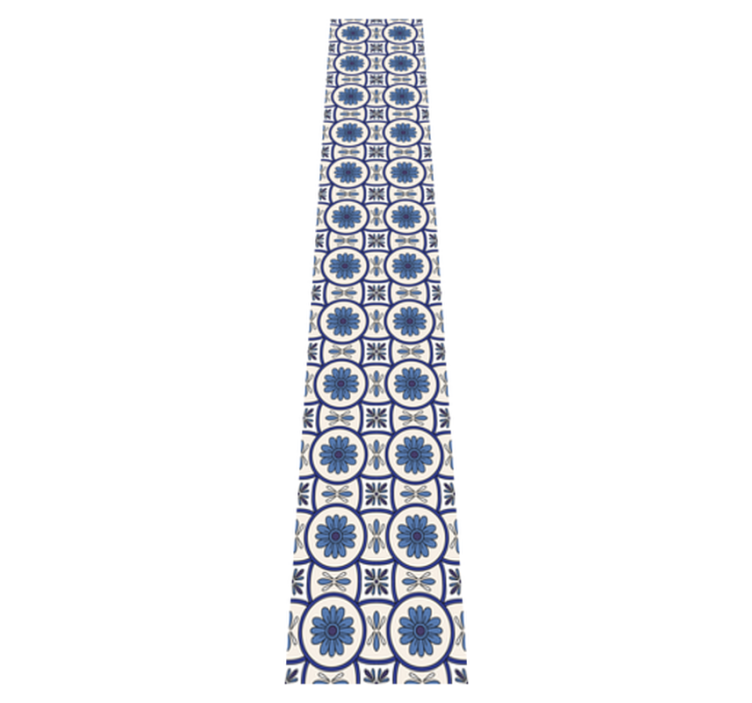 Tapis vinyle cuisine carreau portugais fleur bleu - TenStickers