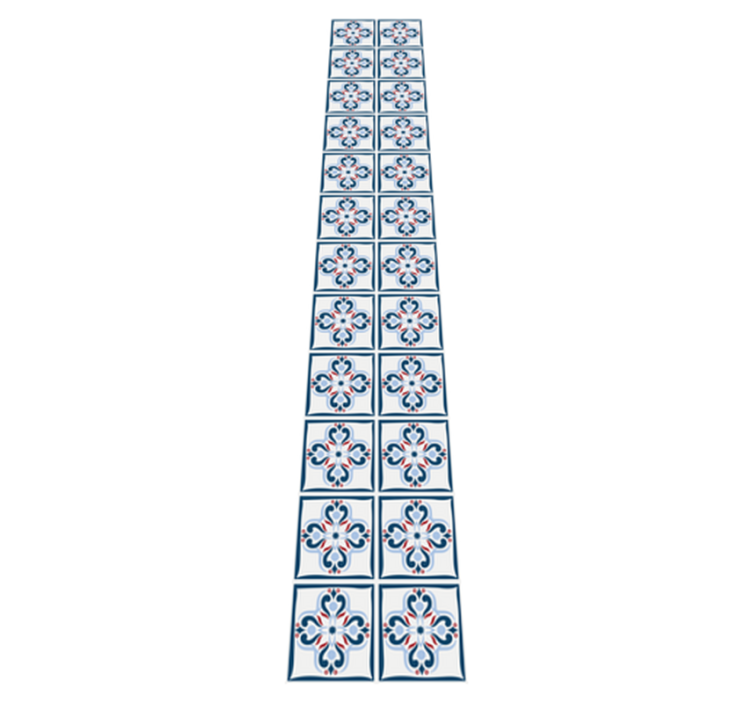 Tapis vinyle cuisine carreau portugais bleu et rouge - TenStickers