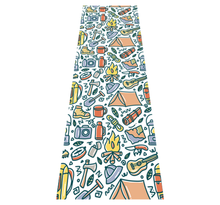 Tapis vinyle chambre montagnes et camping dessinés à la main - TenStickers