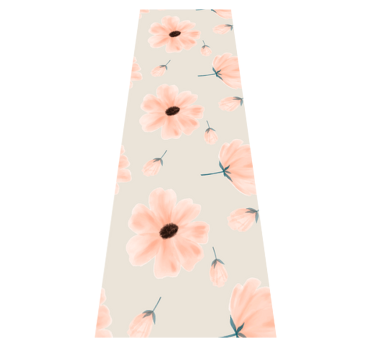 Tapis vinyle chambre grand motif fleurs aquarelle beige - TenStickers