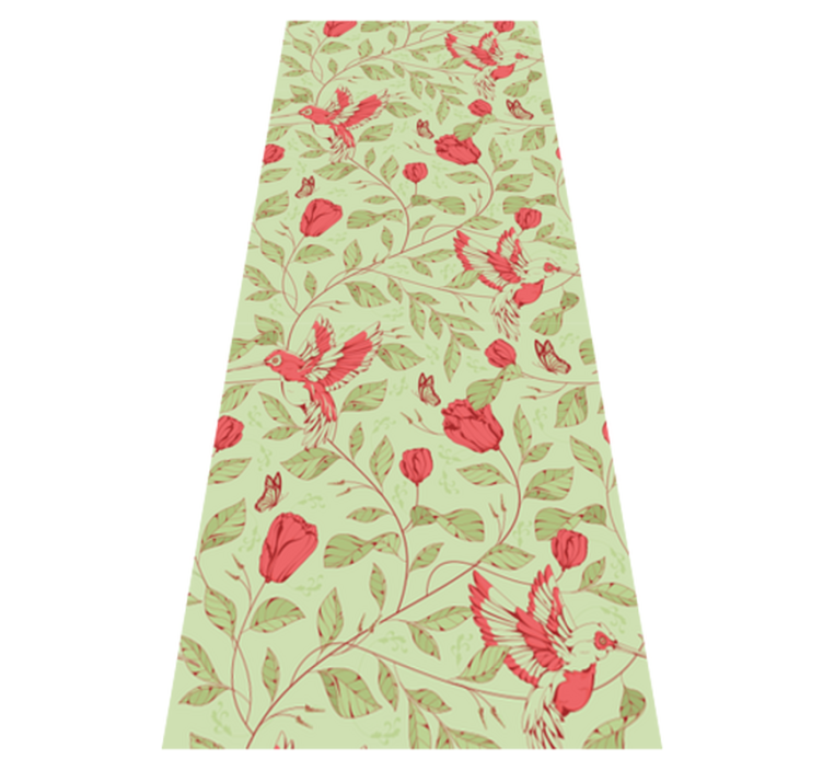 Tapis vinyle chambre motif tulipes rouges sur fond vert - TenStickers