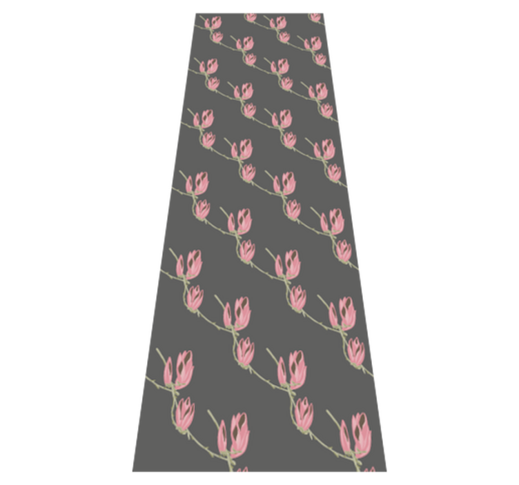 Tapis vinyle chambre fleurs de magnolia sur fond gris - TenStickers