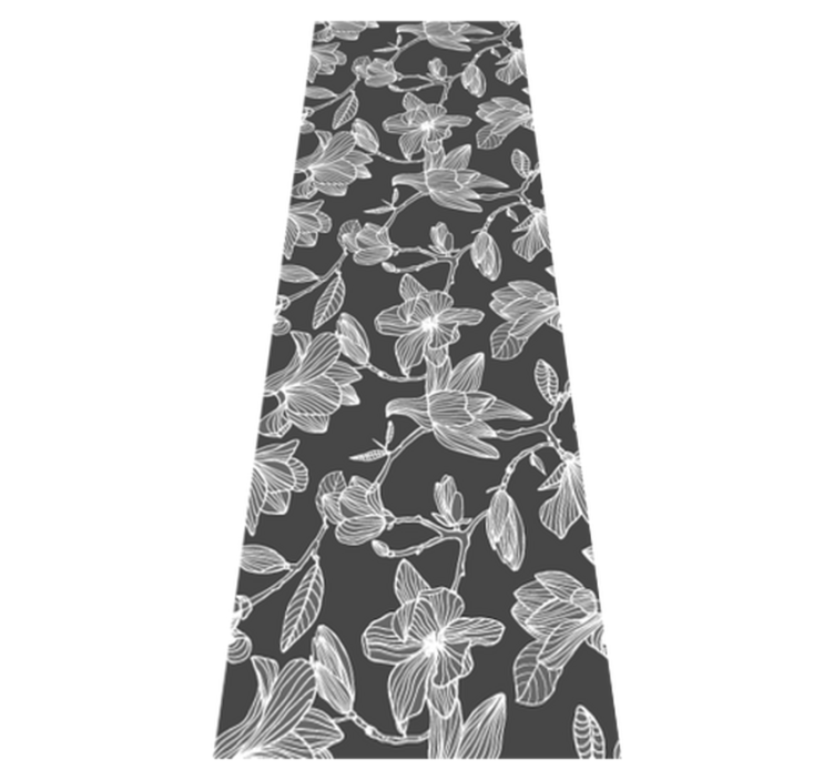 Tapis vinyle chambre design fleur de magnolia gris et blanc - TenStickers