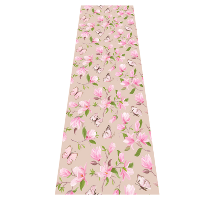 Tapis vinyle chambre design magnolia rose et papillon - TenStickers