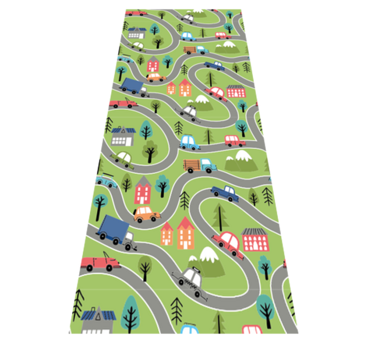 Tapis vinyle chambre rue colorée avec voitures de course - TenStickers