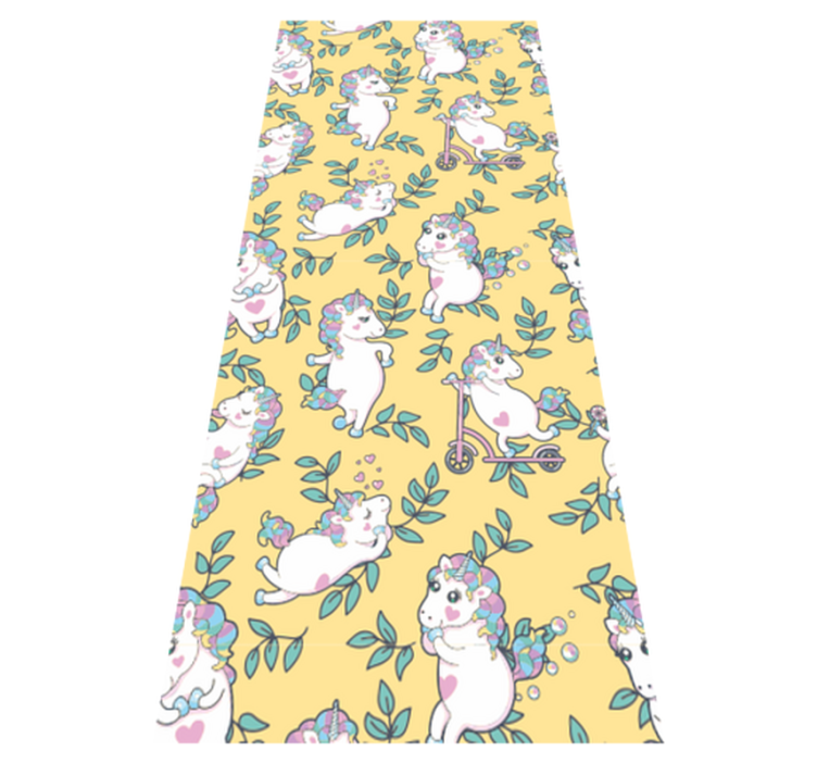 Tapis vinyle chambre motifs licornes et feuilles vertes - TenStickers