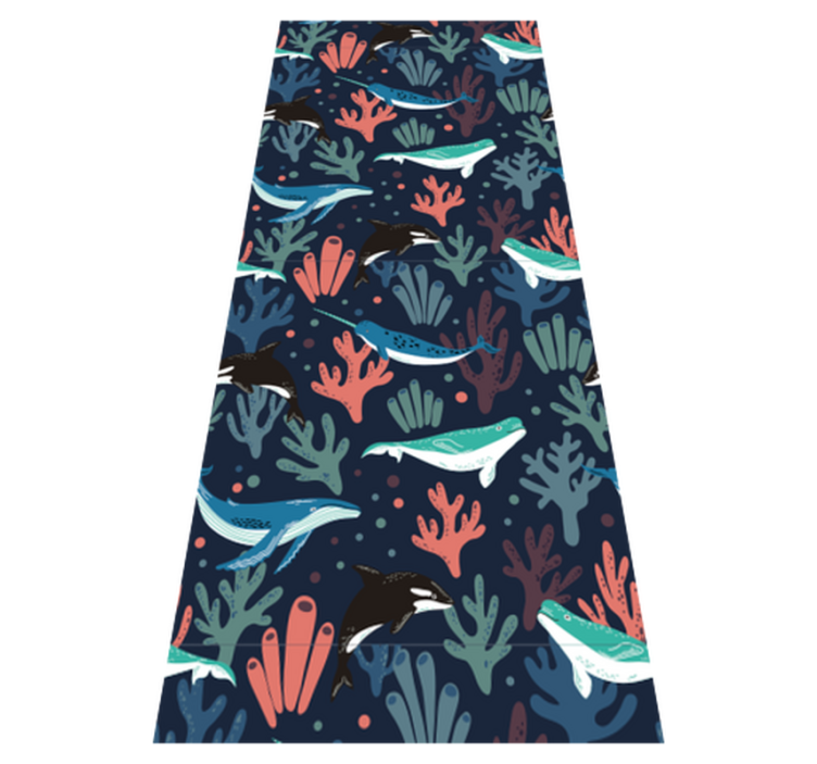 Tapis vinyle chambre animaux marins vibrants sur fond bleu - TenStickers