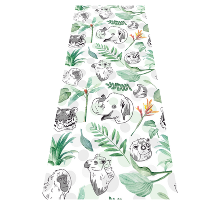 Tapis vinyle chambre animaux et plantes aquarelle - TenStickers