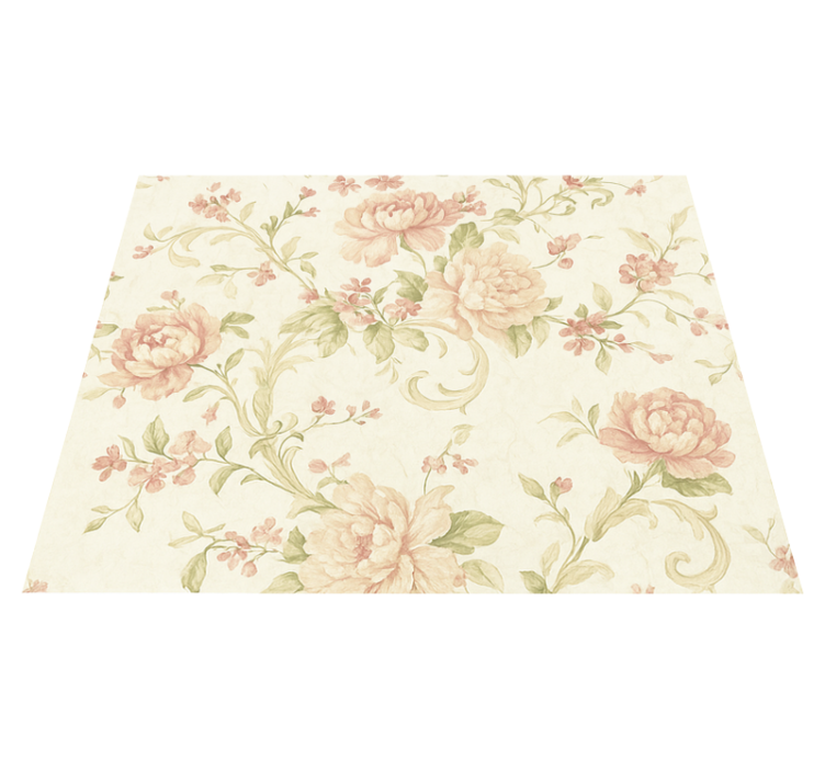 Tapis vinyle chambre motif floral vintage rose clair - TenStickers