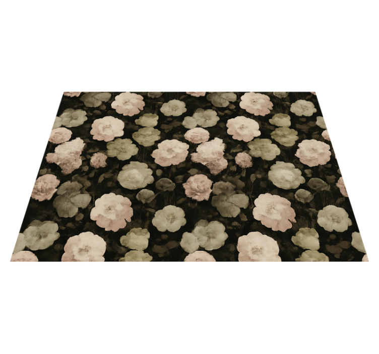 Tapis vinyle chambre motif floral rétro sombre - TenStickers