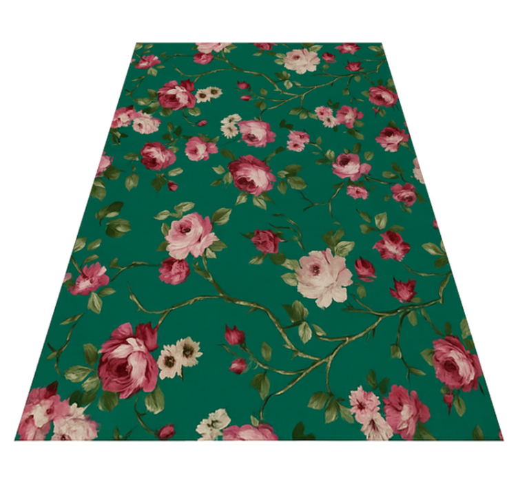 Tapis vinyle chambre motif fleurs arbre peintes - TenStickers
