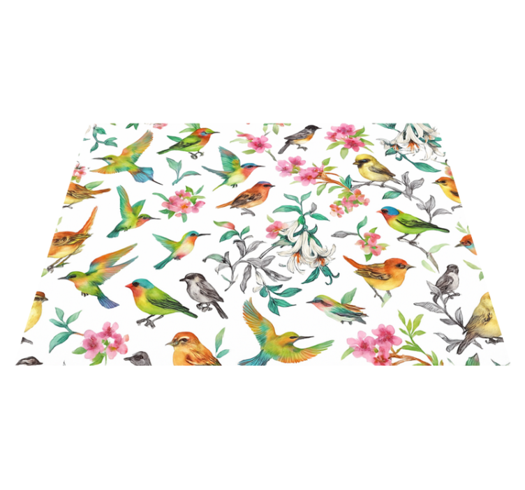 Tapis vinyle chambre nature colorée avec oiseaux - TenStickers
