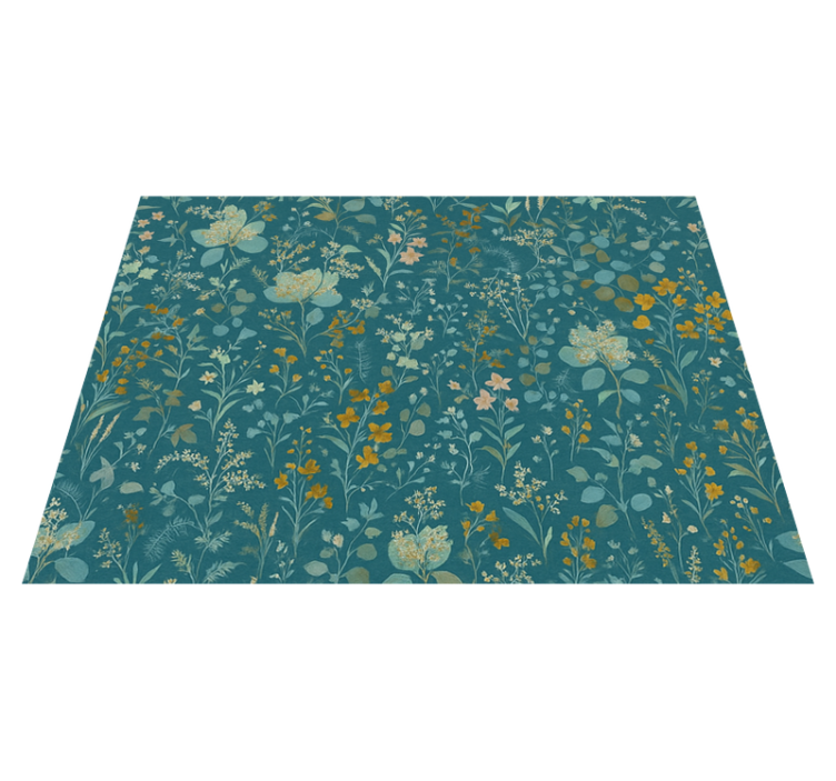 Tapis vinyle chambre design floral vintage bleu - TenStickers