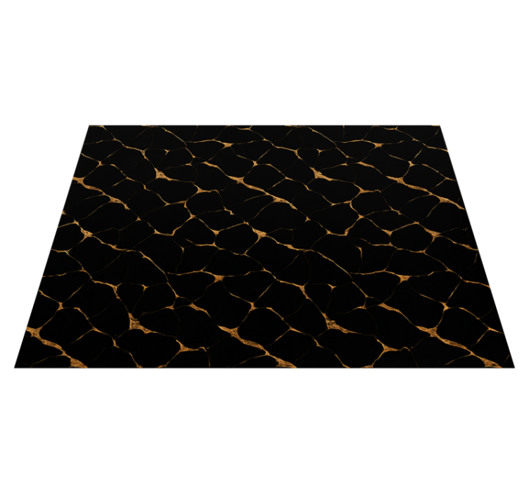 Tapis vinyle chambre marbre noir avec fissures dorées - TenStickers