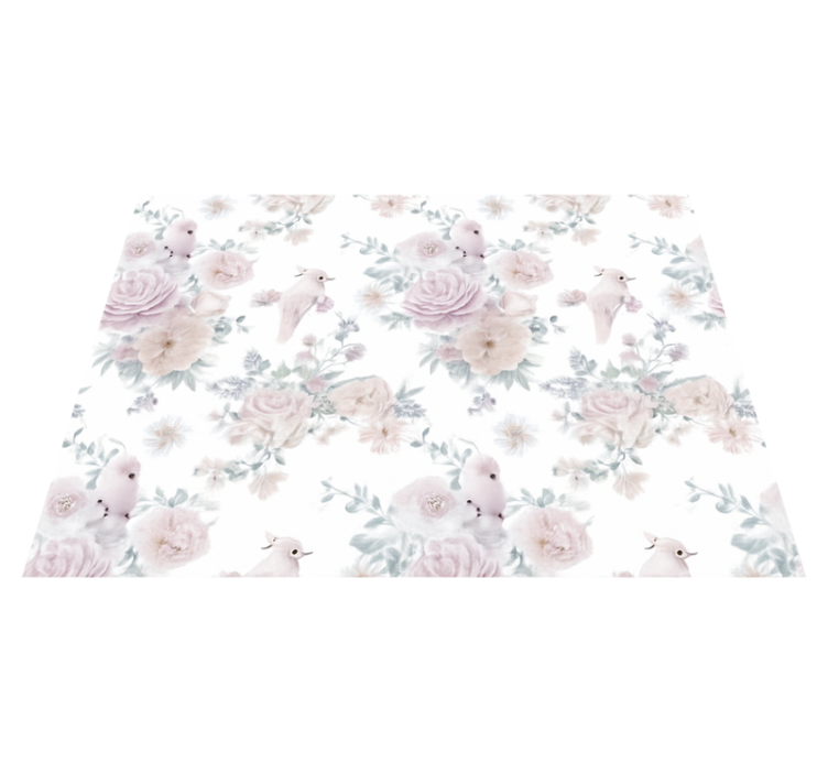 Tapis vinyle chambre design floral élégant gris - TenStickers