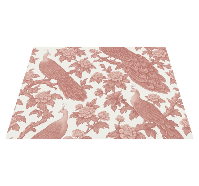 Tapis vinyle chambre motif paons roses - TenStickers