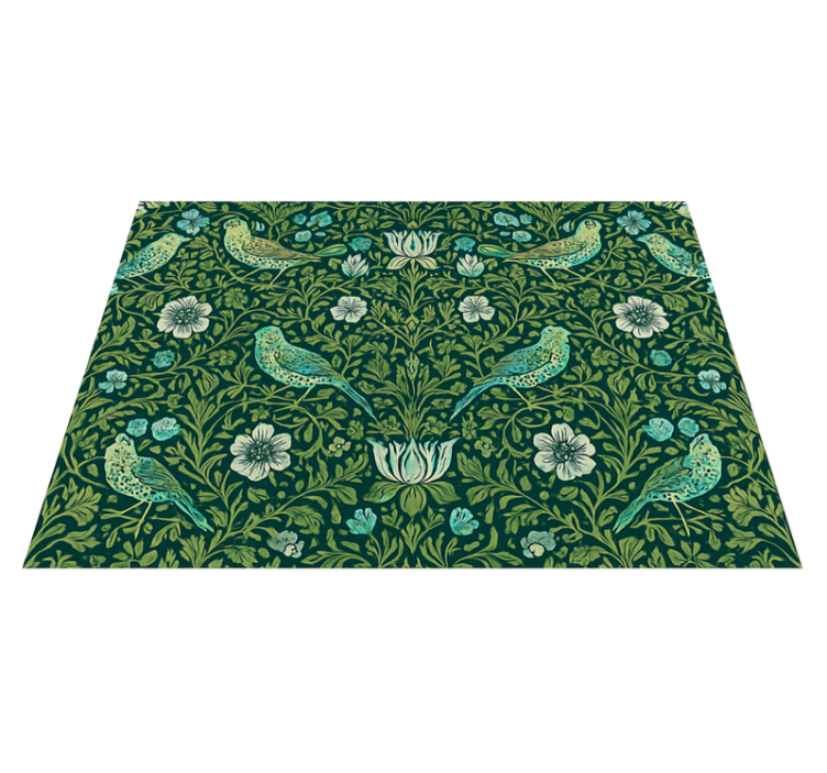 Tapis vinyle chambre floral et oiseau ornemental - TenStickers