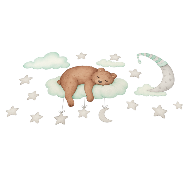 Tapis vinyle chambre ours endormi sur des nuages - TenStickers