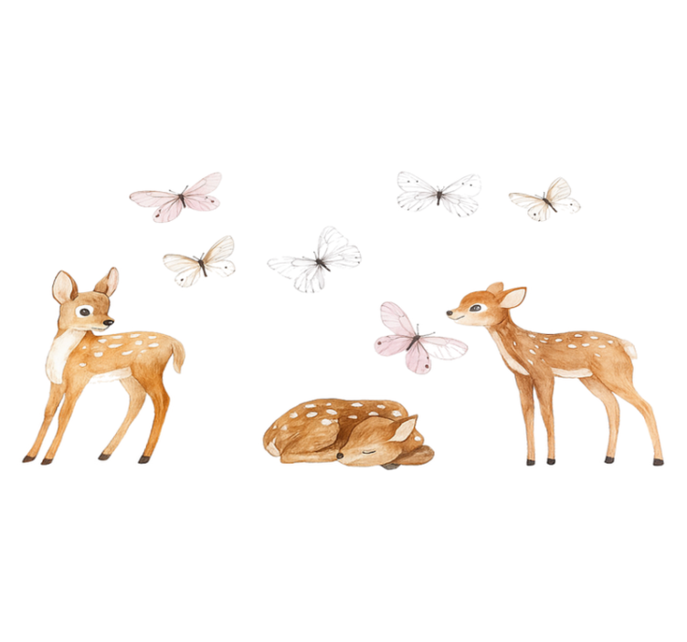 Tapis vinyle chambre petits cerfs avec papillons - TenStickers