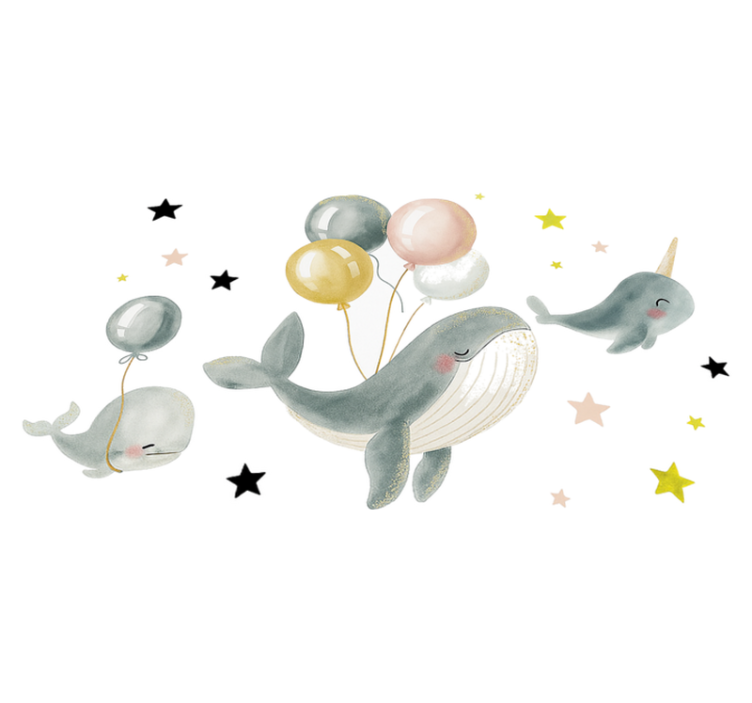 Tapis vinyle chambre baleines heureuses avec ballons - TenStickers