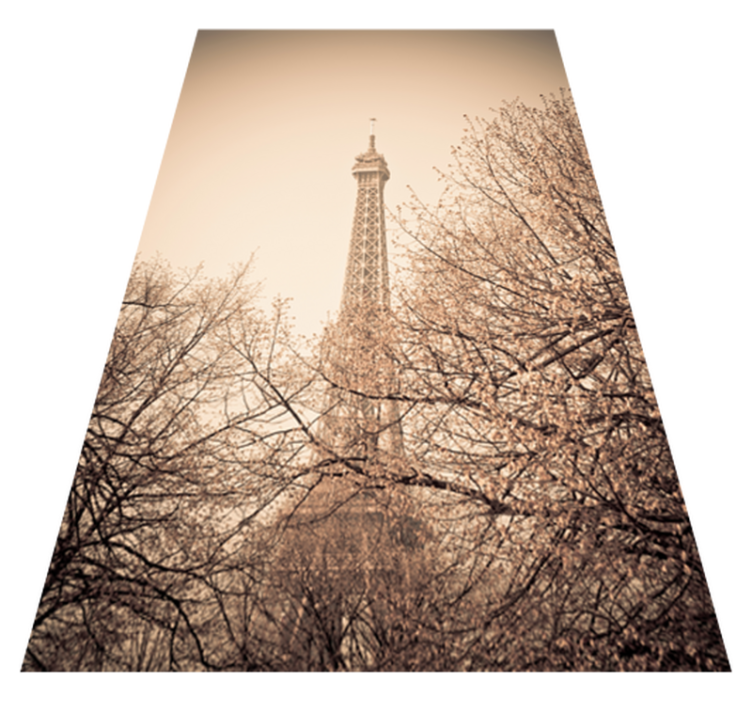 Tapis vinyle chambre photo de la tour eiffel arbres - TenStickers