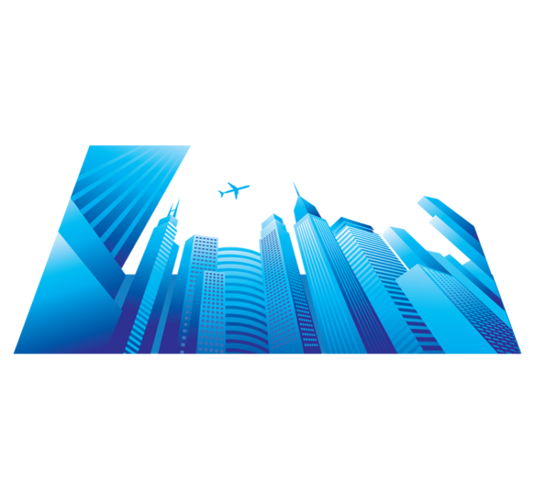 Tapis vinyle chambre décoratif ville et avion volant - TenStickers