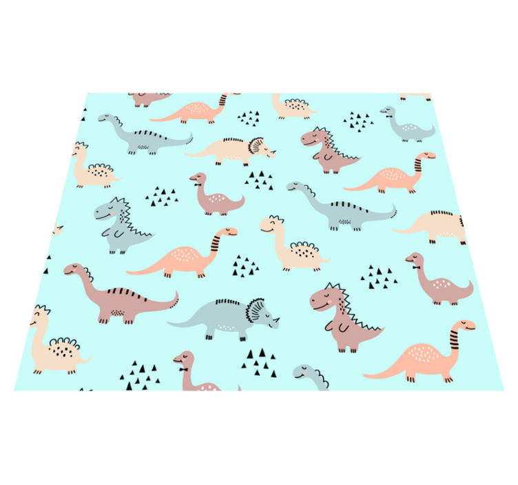 Tapis vinyle chambre fond bleu dinosaures jaunes et verts - TenStickers