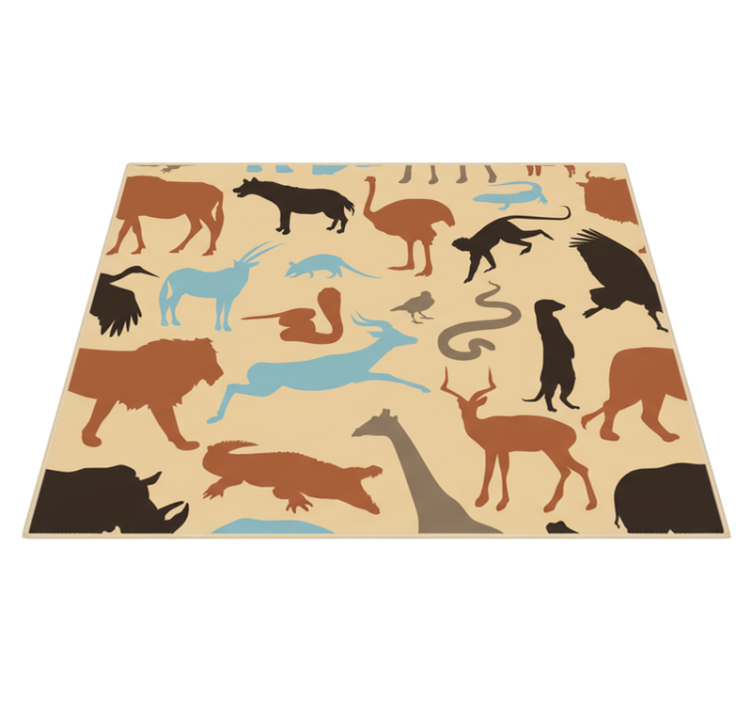 Tapis vinyle chambre silhouette animaux safari - TenStickers