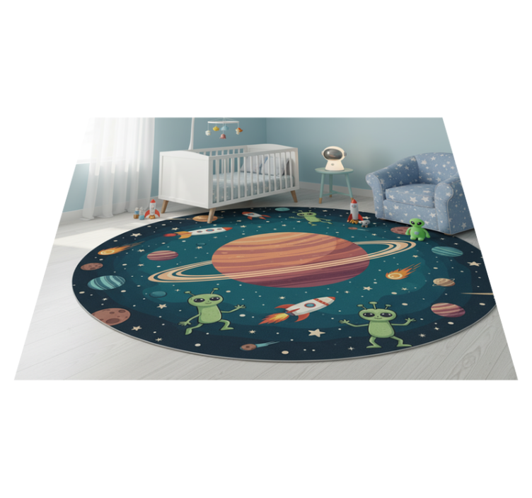 Tapis vinyle chambre illustration ronde d'aliens amusants - TenStickers