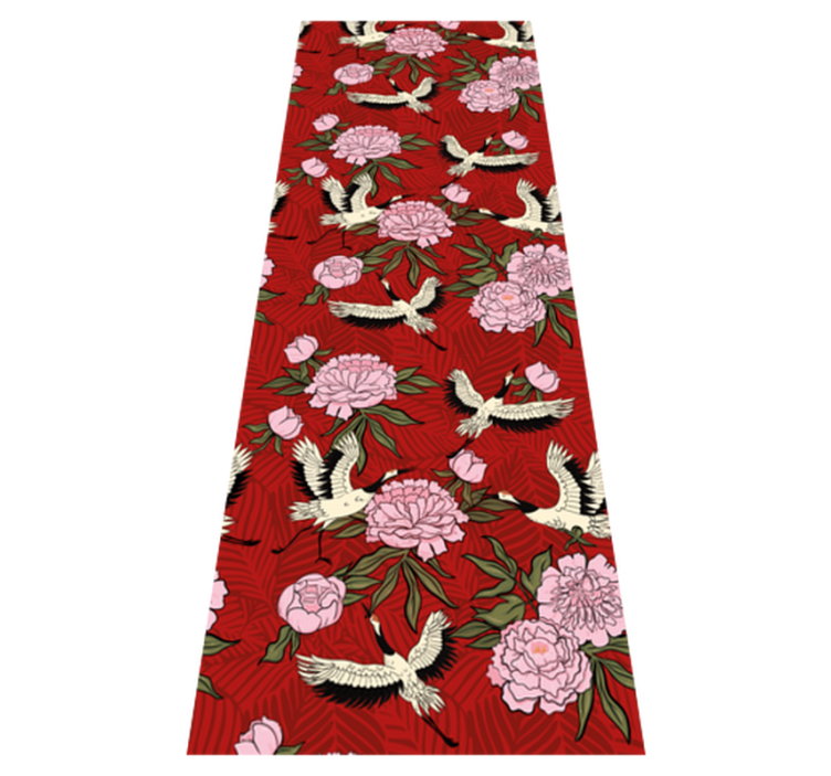 Tapis vinyle chambre oiseaux blancs sur fond tropical rouge - TenStickers