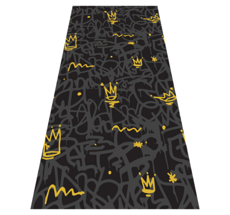Tapis vinyle chambre couronne graffiti noir et or - TenStickers