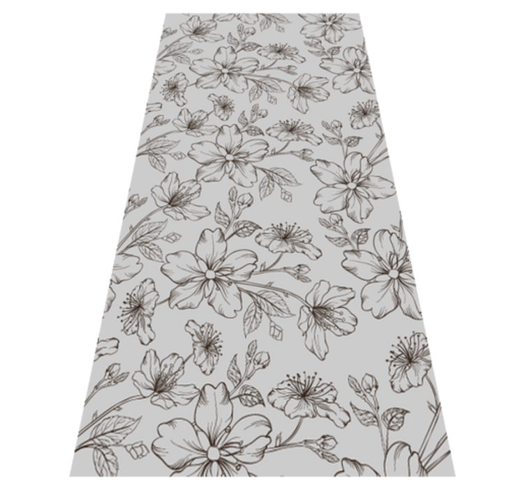 Tapis vinyle chambre fleurs noires dessinées sur fond gris - TenStickers