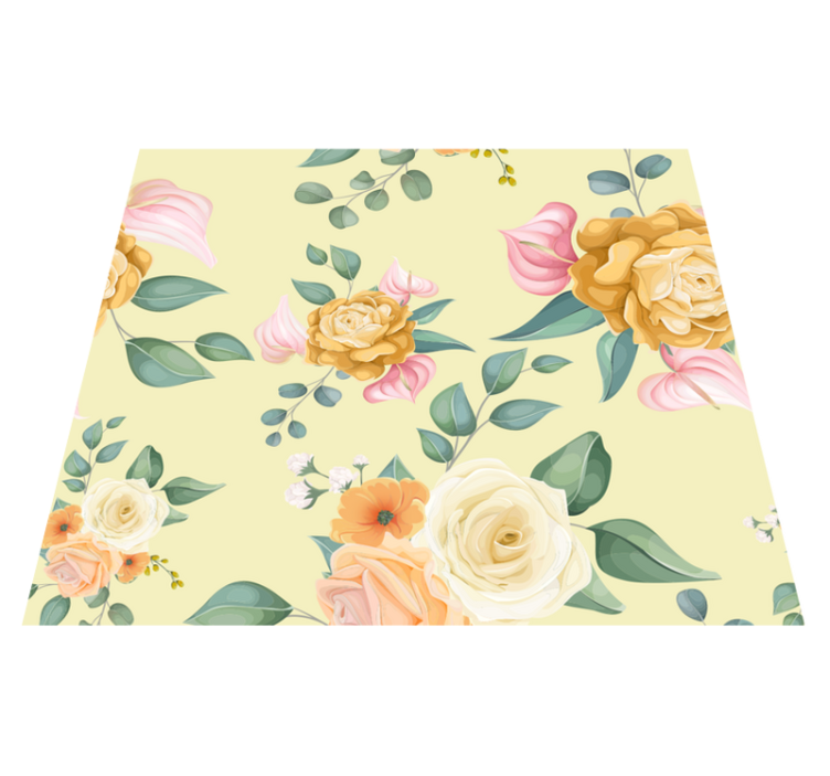 Tapis vinyle chambre roses jaunes style vintage - TenStickers