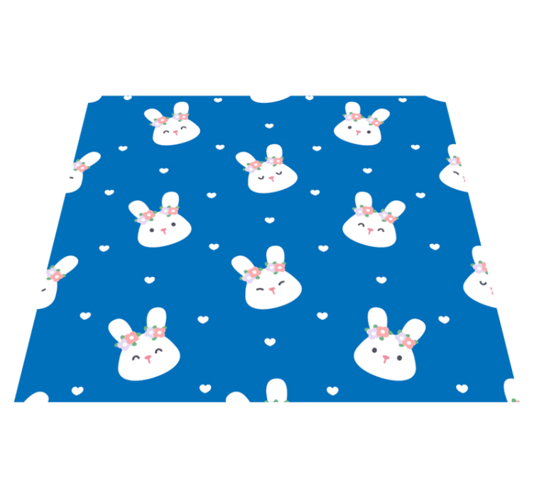 Tapis vinyle chambre lapins mignons sur fond bleu - TenStickers