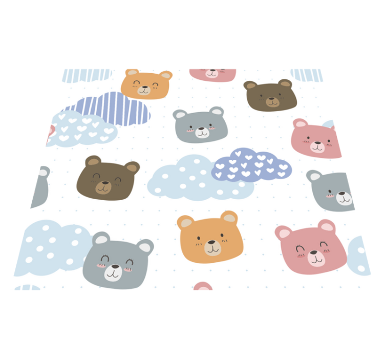 Tapis vinyle chambre ours minimaliste sourire fond blanc - TenStickers